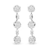 14K White Gold 2.00 Cttw Diamond Composite Cluster Floral Drop Earrings (I-J Color, I1-I2 Clarity)