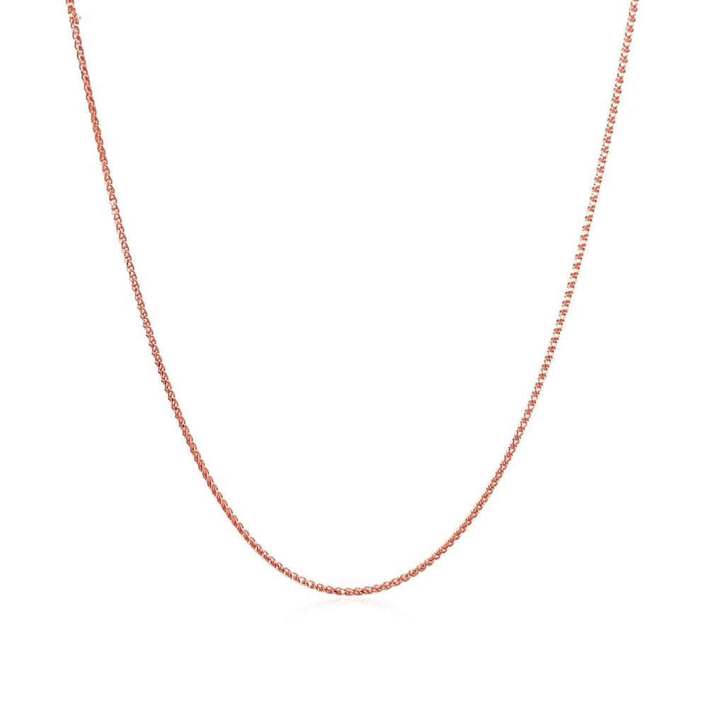 14k Rose Gold Diamond Cut Round Wheat Chain 0.6mm