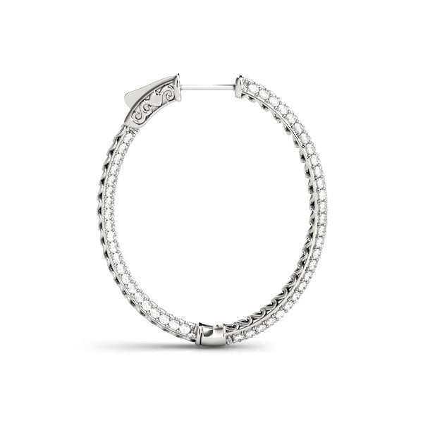 Pendientes de aro de tres hileras con diamantes de oro blanco de 14k de doble cara (2 ct. T.)