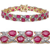 16.51 Carat Glass Filled Ruby and White Diamond .925 Sterling Silver Bracelet