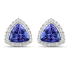 3.82 Carat Genuine Tanzanite and White Diamond 14K White Gold Earrings