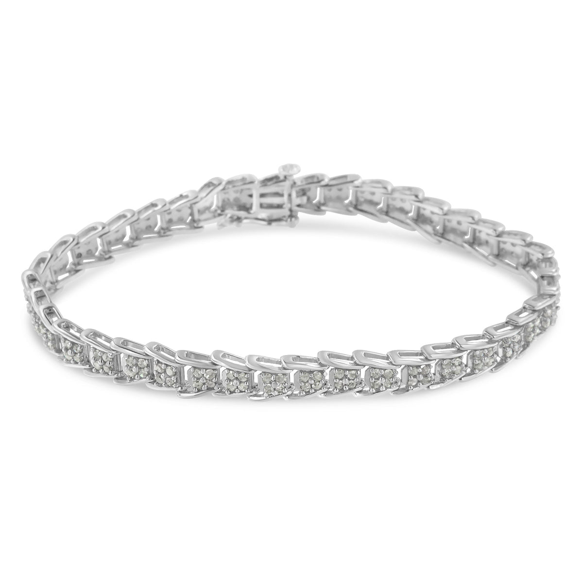Pulsera de tenis de eslabones en forma de abanico de oro blanco de 10k con diamantes de 2 ct (claridad I-J, color I3) - Tamaño 7.25"