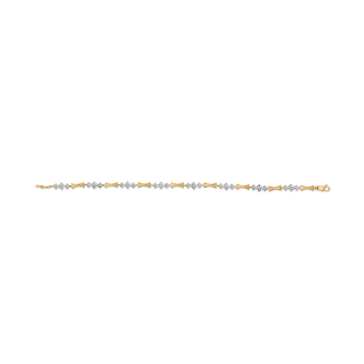 Pulsera de oro de 10k con diamantes de 1/3 Cttw con engaste milagro de barras y eslabones alternados (color I-J, claridad I1-I2) - 7.75 pulgadas