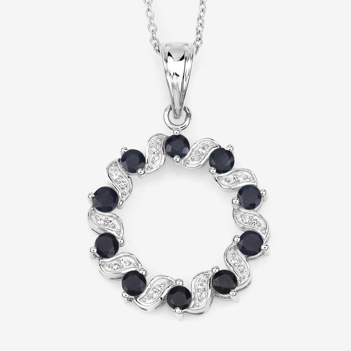 Colgante de plata de ley .925 con zafiro azul genuino de 1.30 quilates y topacio blanco