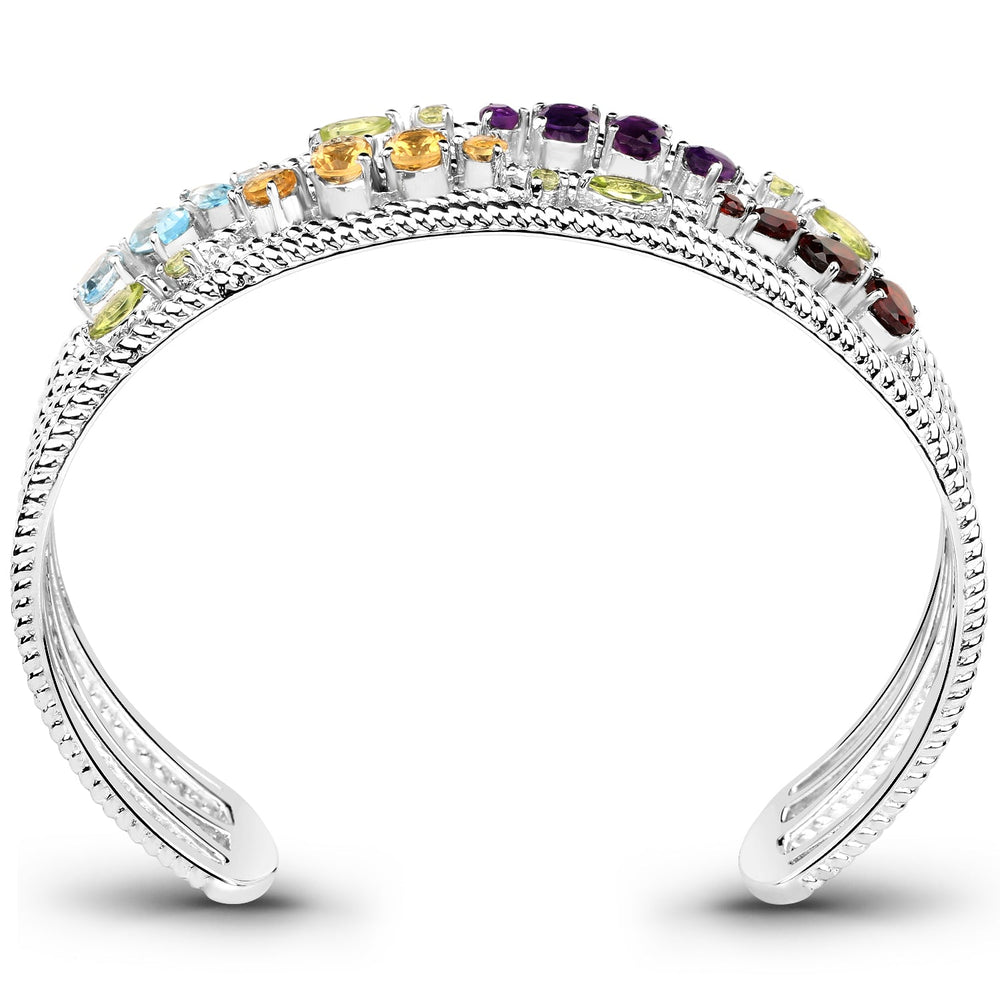 Brazalete de plata de ley .925 con varias piedras genuinas de 4,82 quilates