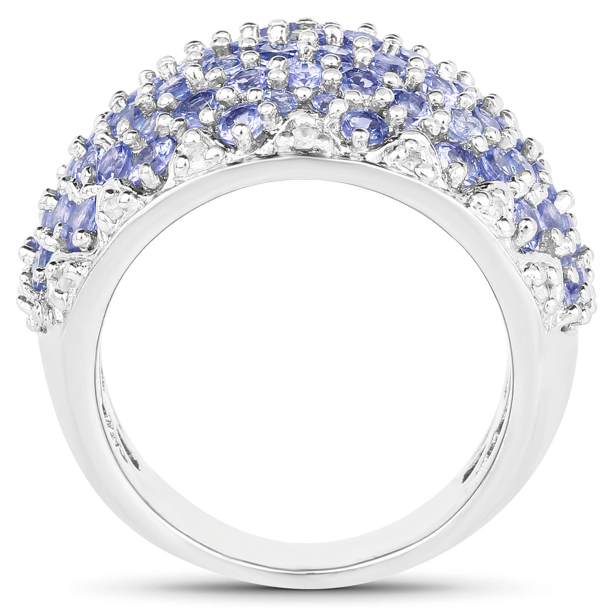 Anillo de plata de ley .925 con tanzanita genuina de 3,01 quilates y diamantes blancos