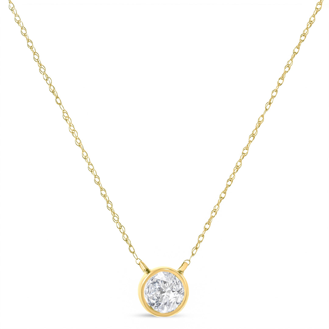 .925 Sterling Silver 1/10 Cttw Round-Cut Diamond Bezel 18" Pendant Necklace (J-K Color, I1-I2 Clarity)