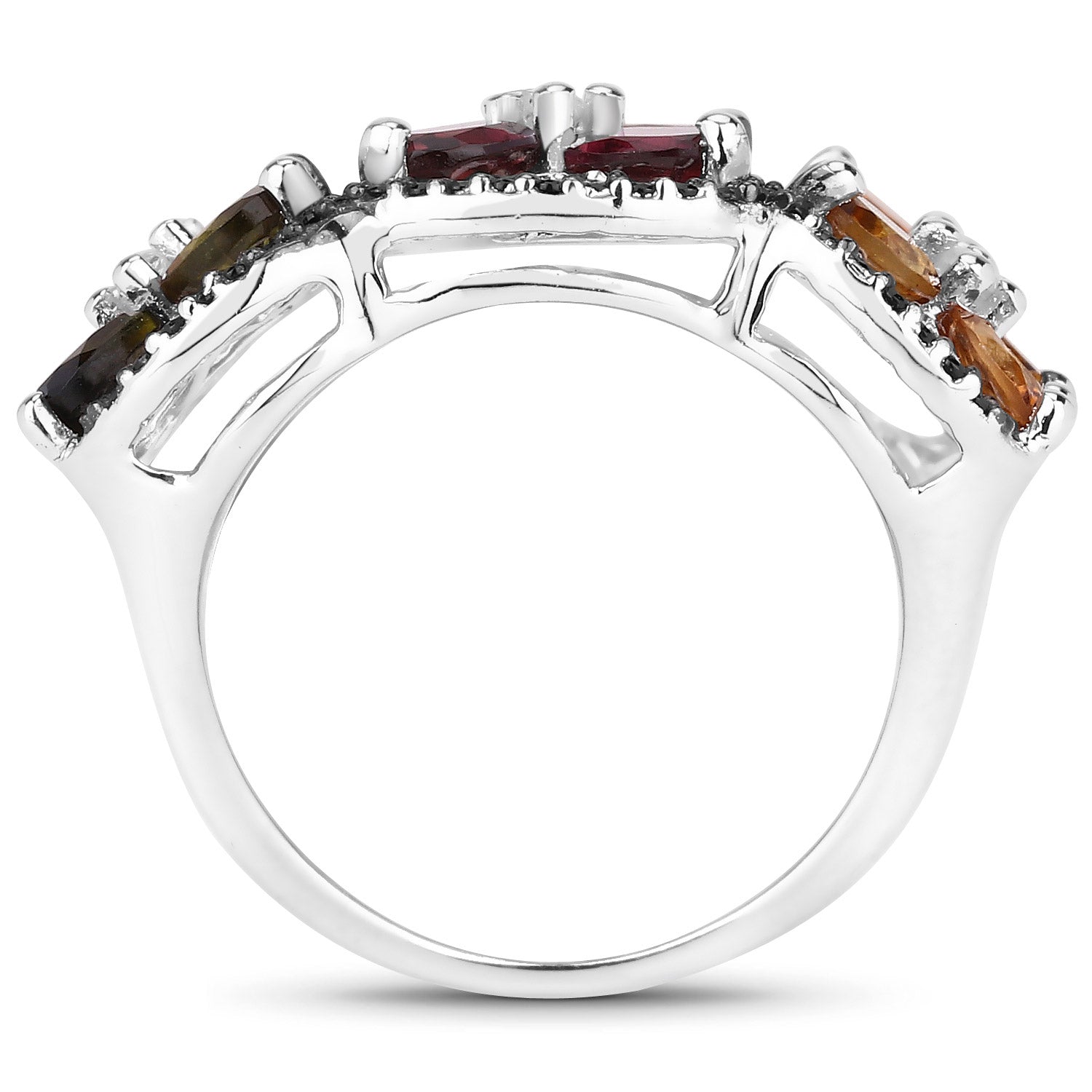 Anillo de plata de ley .925 con turmalina multicolor genuina de 8,38 quilates