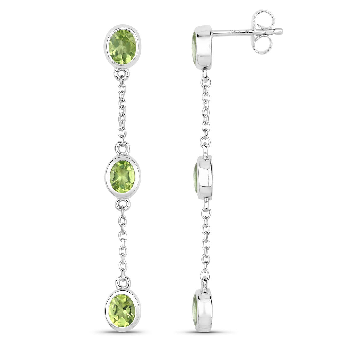 Aretes de peridoto genuino de 2.10 quilates en plata de ley .925