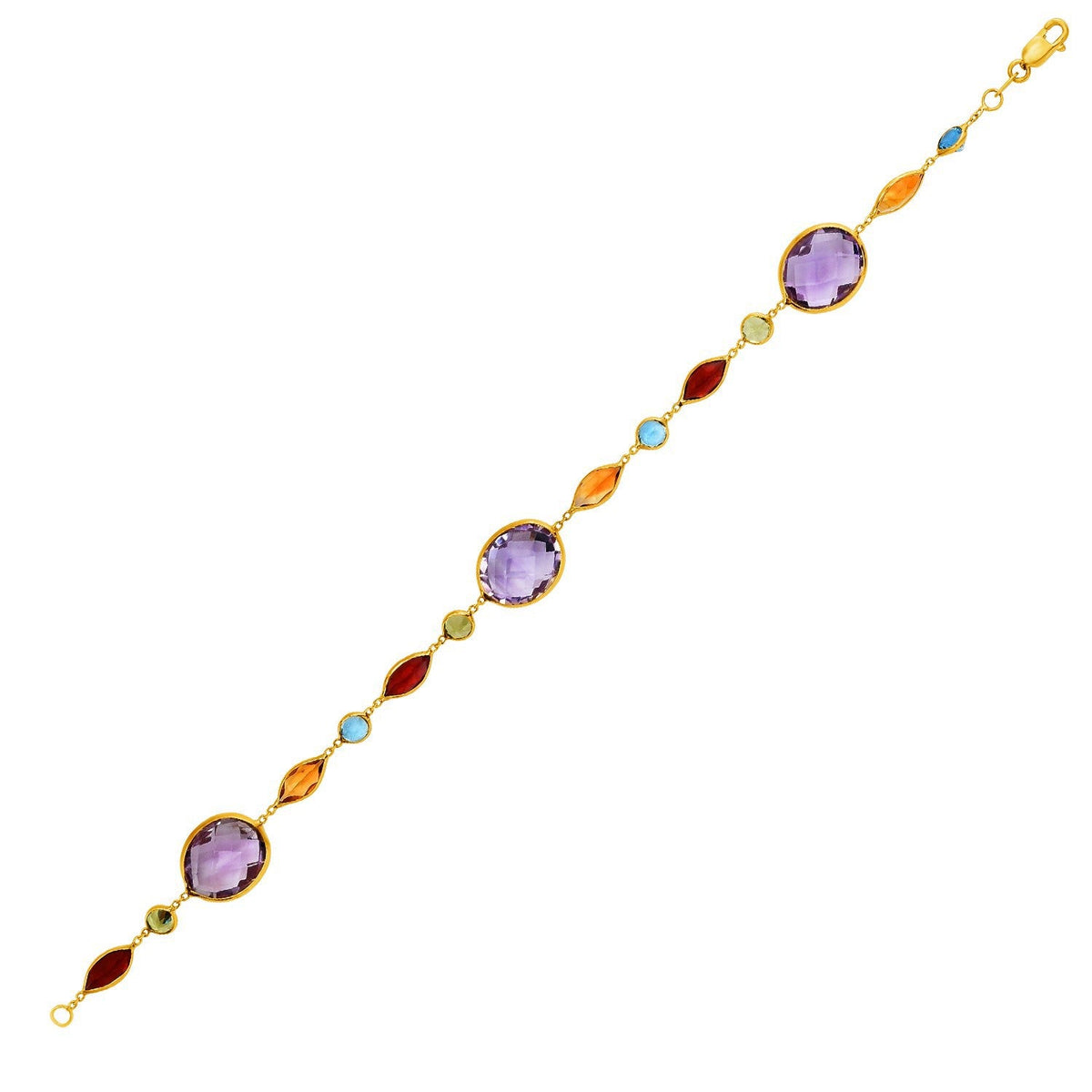 Pulsera de oro amarillo de 14k con piedras multicolor