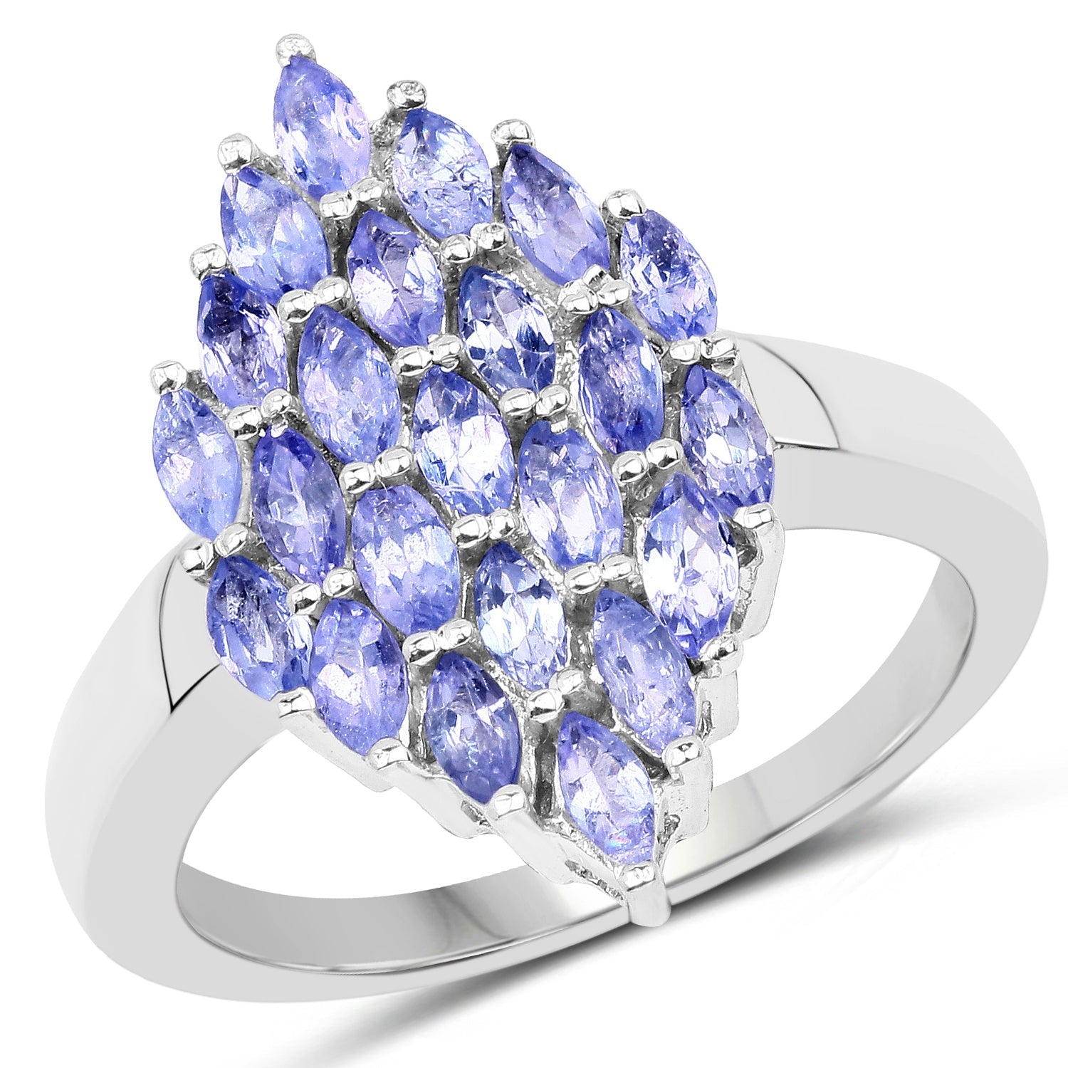 Anillo de plata de ley .925 con tanzanita genuina de 1,84 quilates