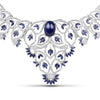 40.93 Carat Genuine Glass Filled Sapphire and White Diamond .925 Sterling Silver Necklace