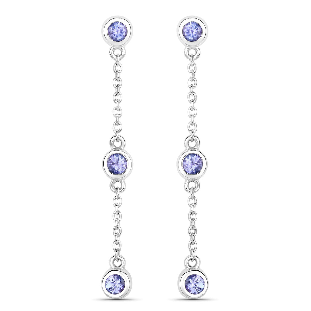 0.60 Carat Genuine Tanzanite .925 Sterling Silver Earrings