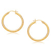 14k Yellow Gold Hoop Earring with Diamond-Cut Finish (30 mm Diameter)