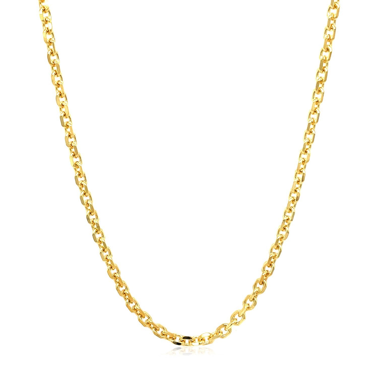 Cadena de eslabones de cable con corte de diamante de oro amarillo de 14k y 2.6mm