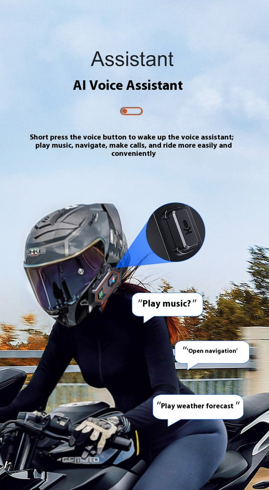 iTech V20 - Attachable Intercom for Helmets - Built-In Microphone - Bluetooth Music Player