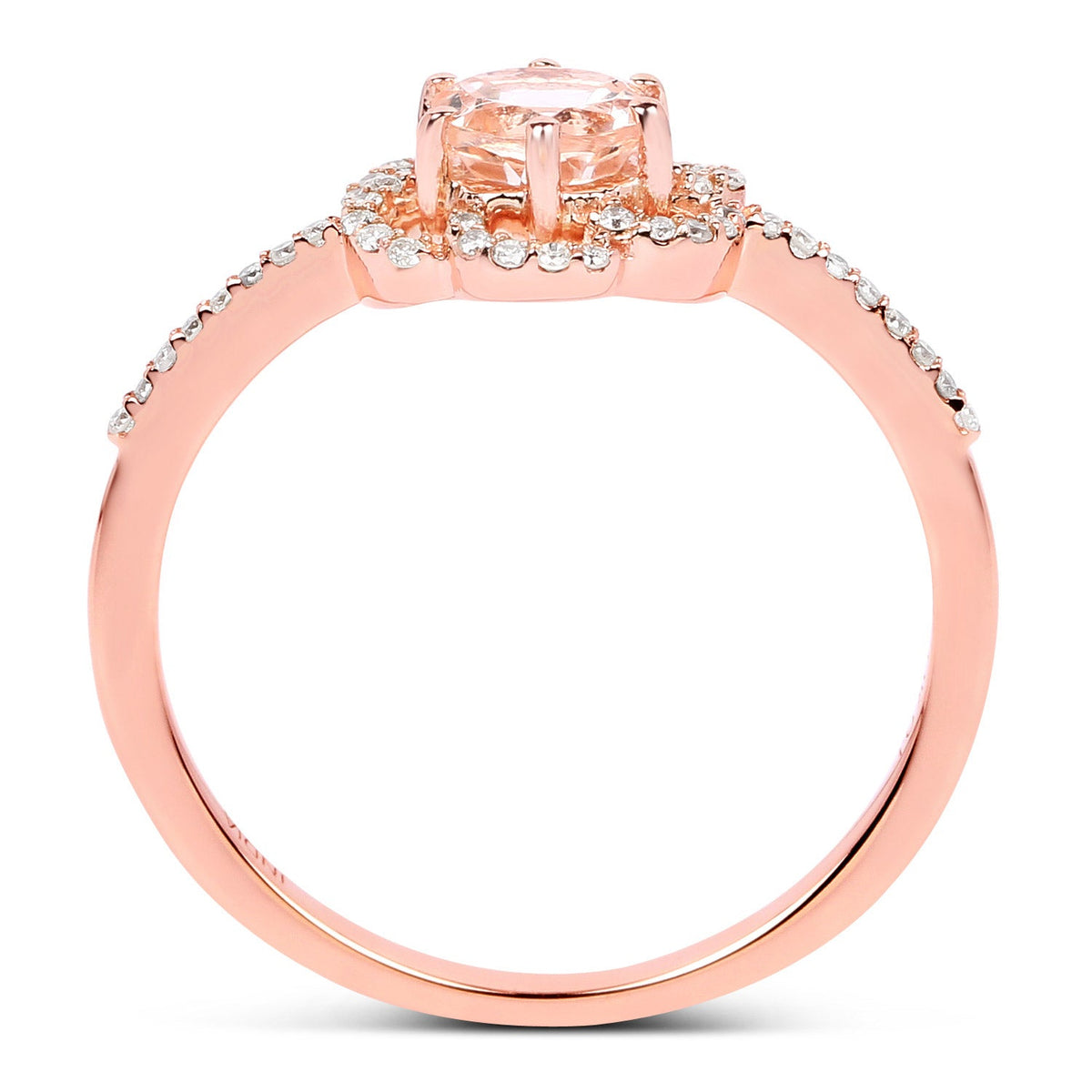 0.54 Carat Genuine Morganite and White Diamond 14K Rose Gold Ring - image 2 of 8