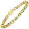 Pulsera de plata de ley .925 bañada en oro amarillo de 18K con peridoto auténtico de 9,03 quilates