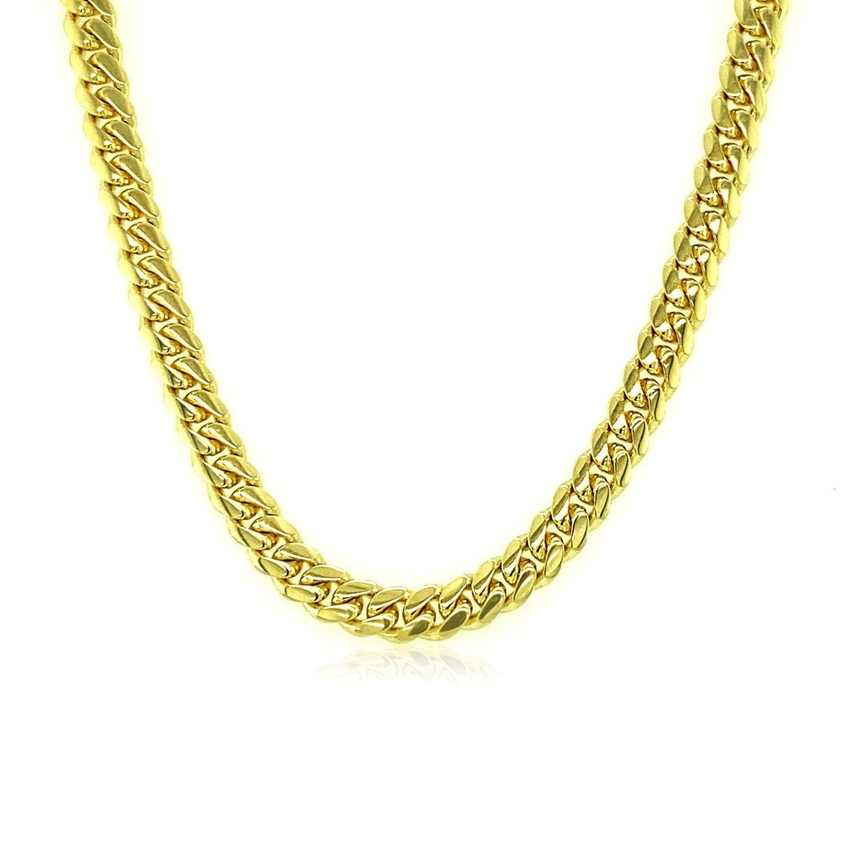 Cadena clásica sólida cubana de Miami de oro amarillo de 10k de 3,9 mm