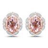 3.52 Carat Genuine Morganite and White Diamond 14K Rose Gold Earrings