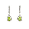 .88ct Peridot Diamond Dangle Earrings 14KT White Gold