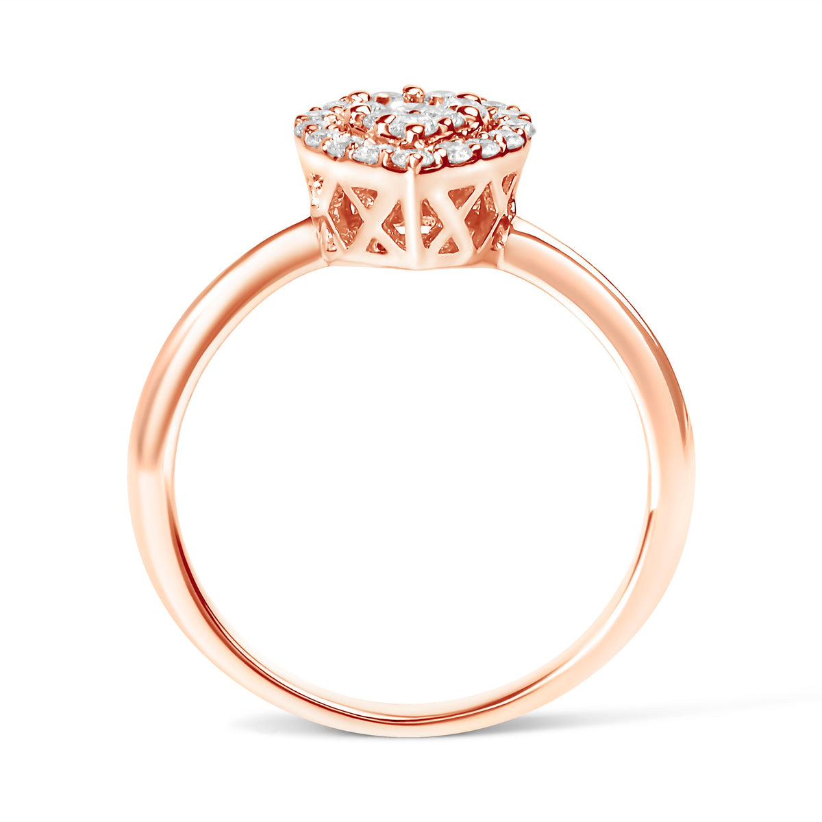 Anillo de promesa en halo de oro rosa de 10K y diamante de 3/8 Cttw compuesto con forma de pera (color I-J, claridad I2-I3) - Talla 6