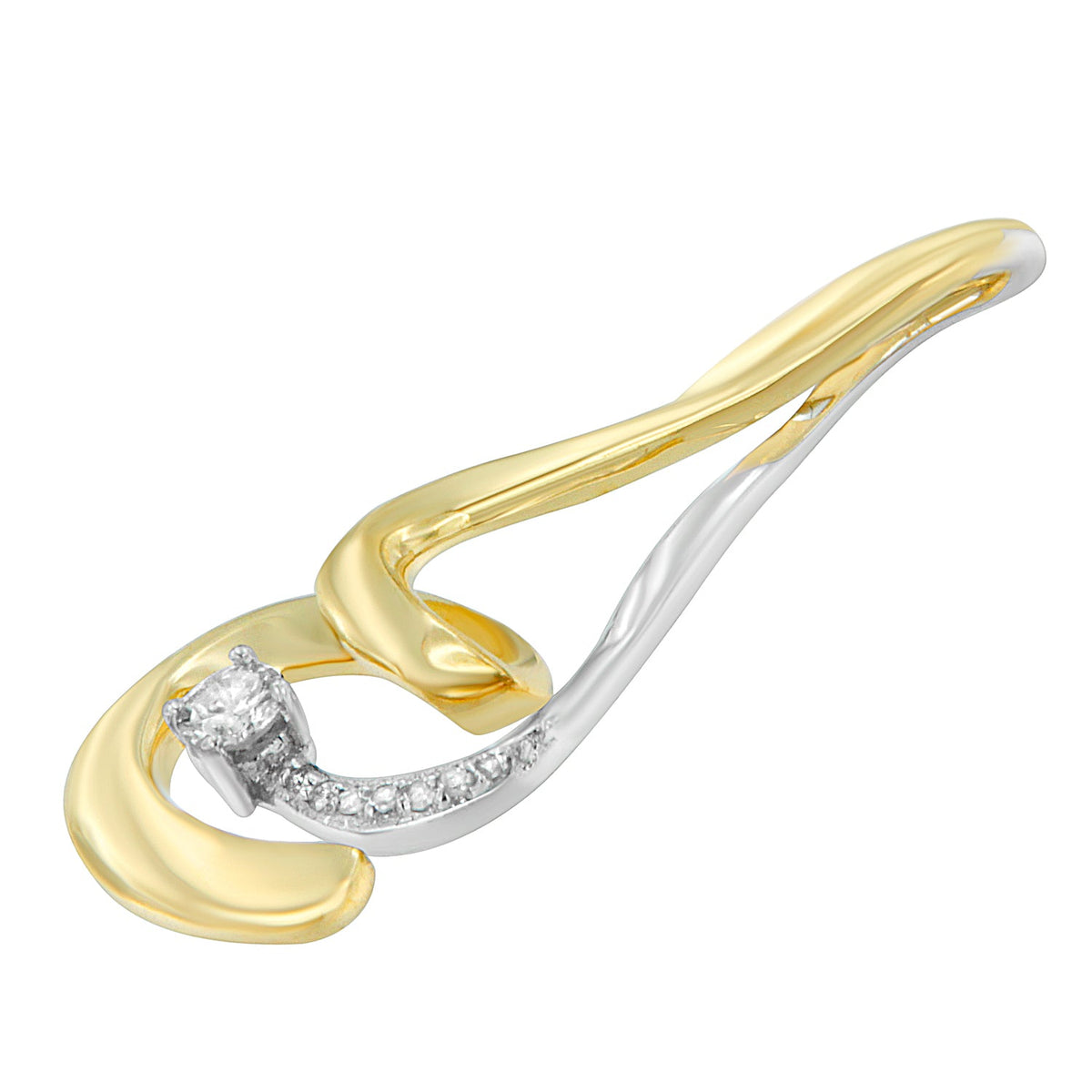 Collar con colgante de espiral de oro bicolor de 10 quilates con diamantes de talla redonda de 0,10 cttw (I-J, I2-I3)