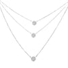 .925 Sterling Silver 1/2 Cttw Round Diamond Medallion Multi-Strand Tri Pendant 18