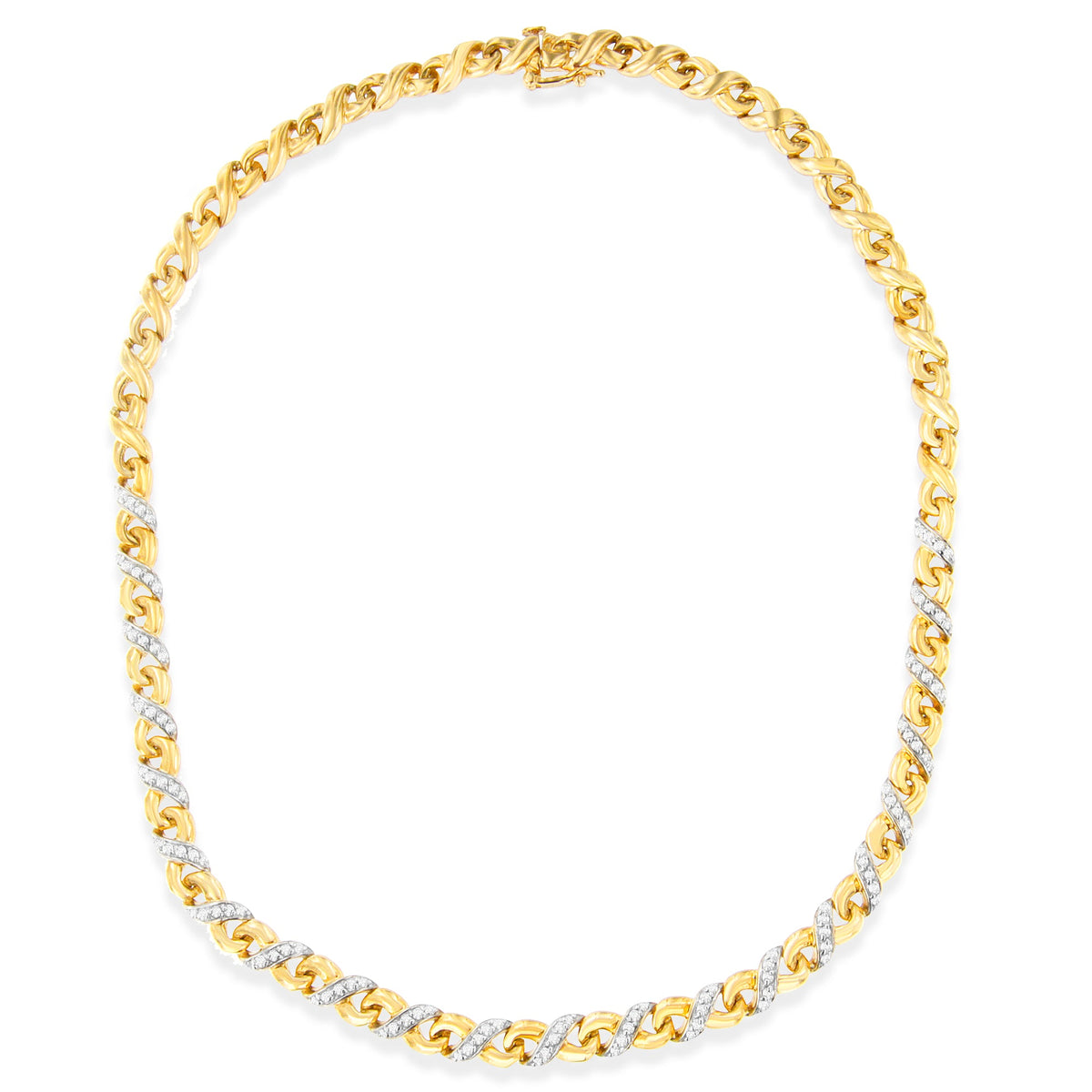 Collar de oro amarillo de 10K con colgante tipo Riviera de diamantes de 1 quilate (J-K, I2-I3)