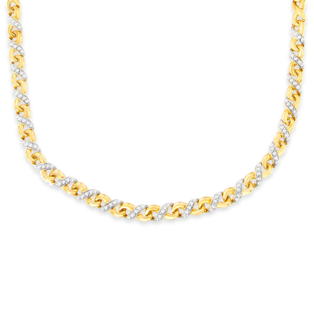 Collar de oro amarillo de 10K con colgante tipo Riviera de diamantes de 1 quilate (J-K, I2-I3)