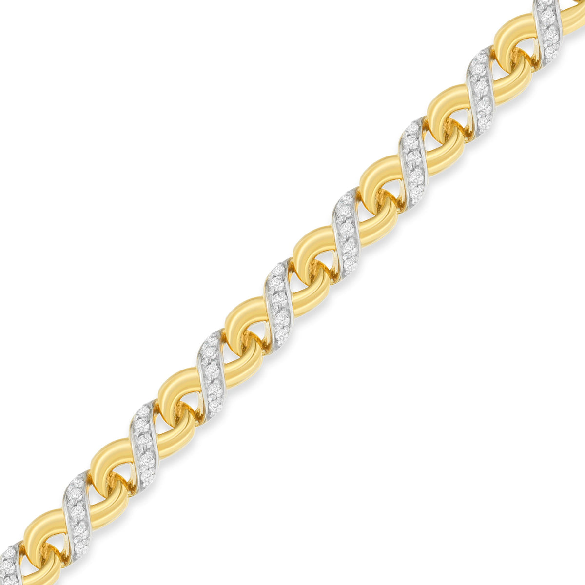 Collar de oro amarillo de 10K con colgante tipo Riviera de diamantes de 1 quilate (J-K, I2-I3)