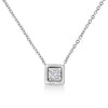 Collar con colgante de oro blanco de 10 qt con forma cuadrada de diamante de talla redonda engastado en milagro de 0,10 qt (color H-I, claridad SI2-I1) de 45,72 cm