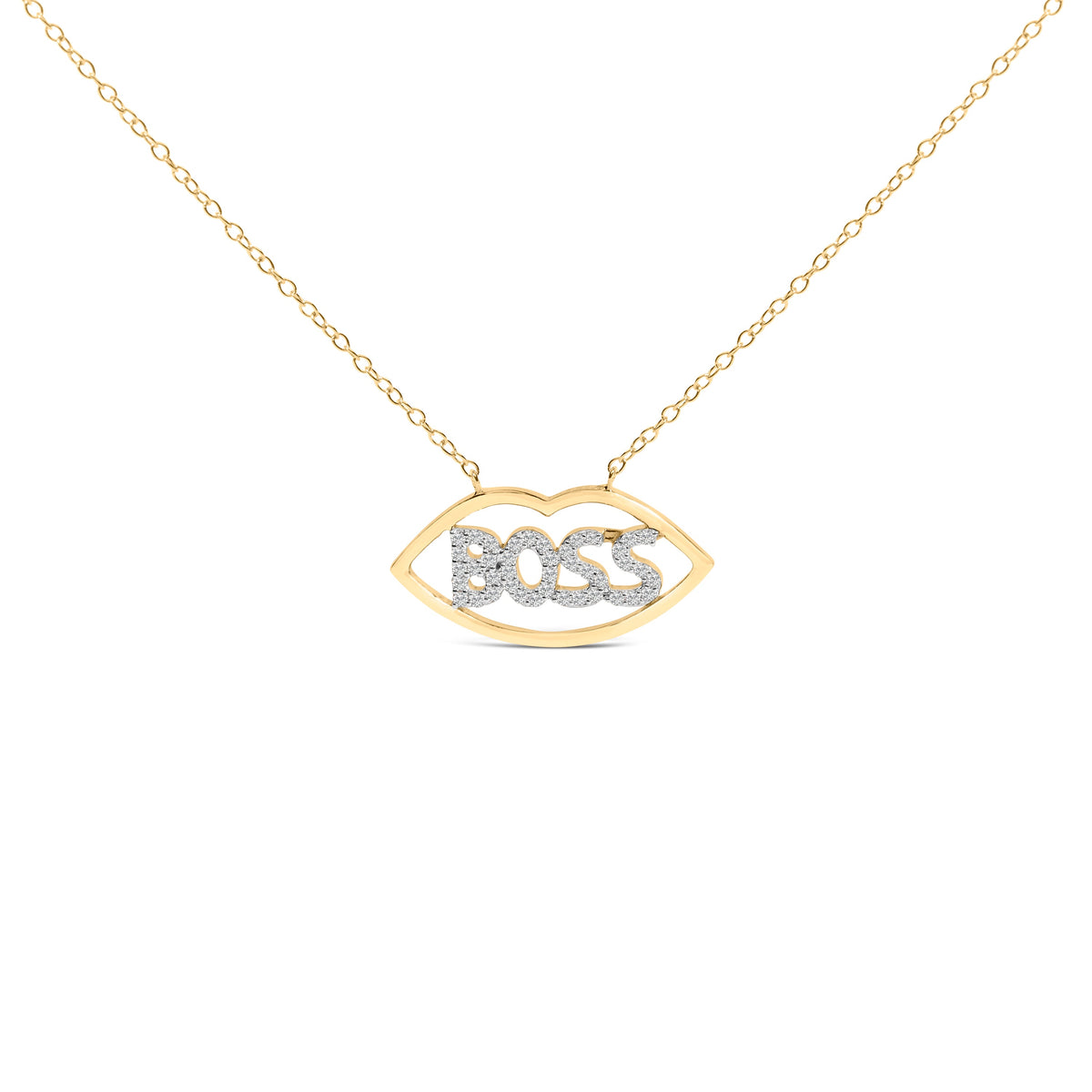 Collar con colgante "Boss" de plata chapada en oro amarillo de 14 quilates con diamantes de 0,25 quilates - 18 pulgadas
