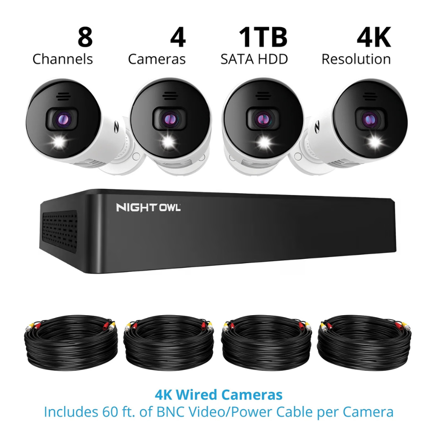 Night Owl (WM-BTD881-4LSA) 4 Camera System 8 Channel BT DVR with 1TB Hard Drive (NEW)