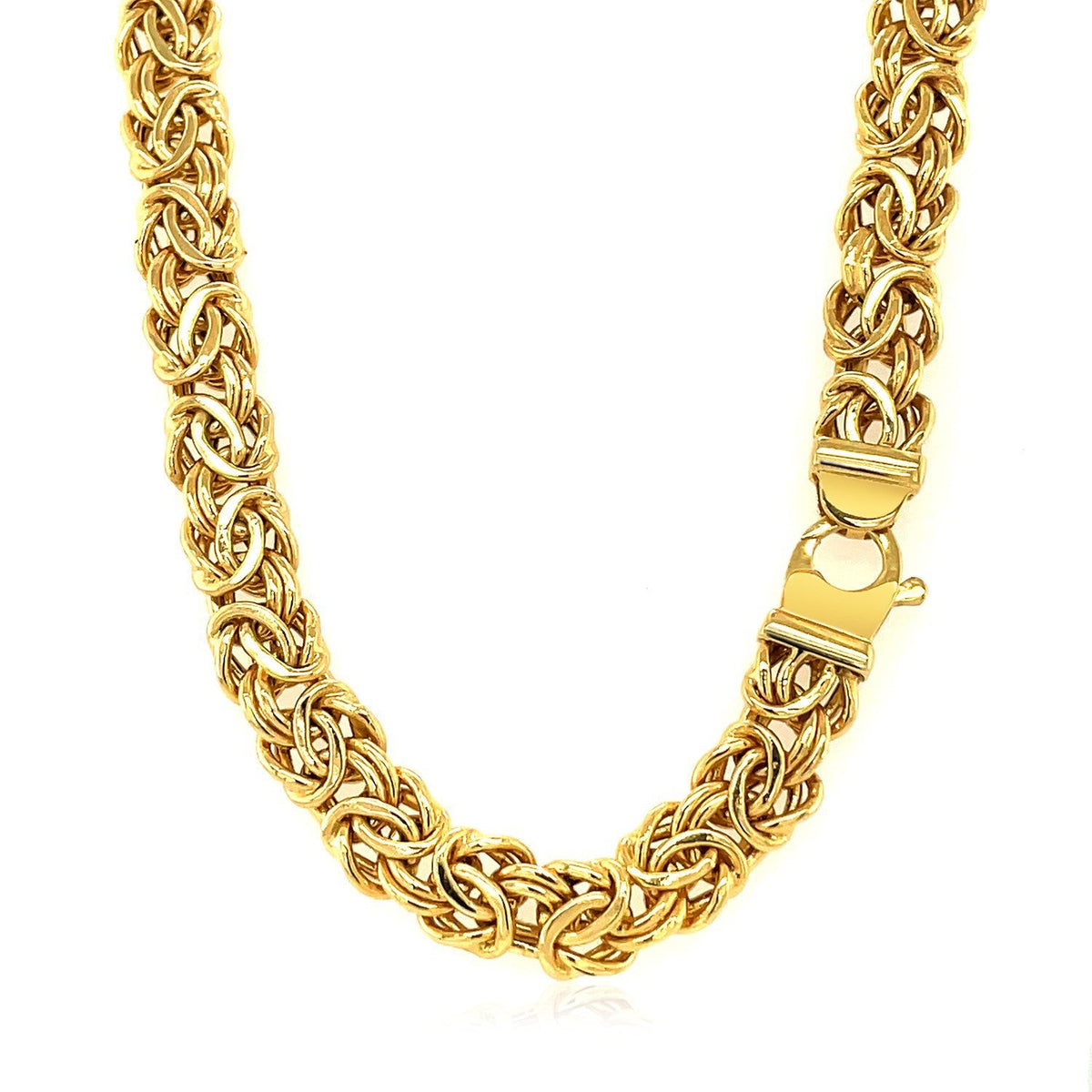 Gargantilla de cadena de oro amarillo de 14k con motivo bizantino