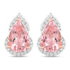 Pendientes de oro rosa de 14 quilates con morganita auténtica de 2,37 quilates y diamantes blancos