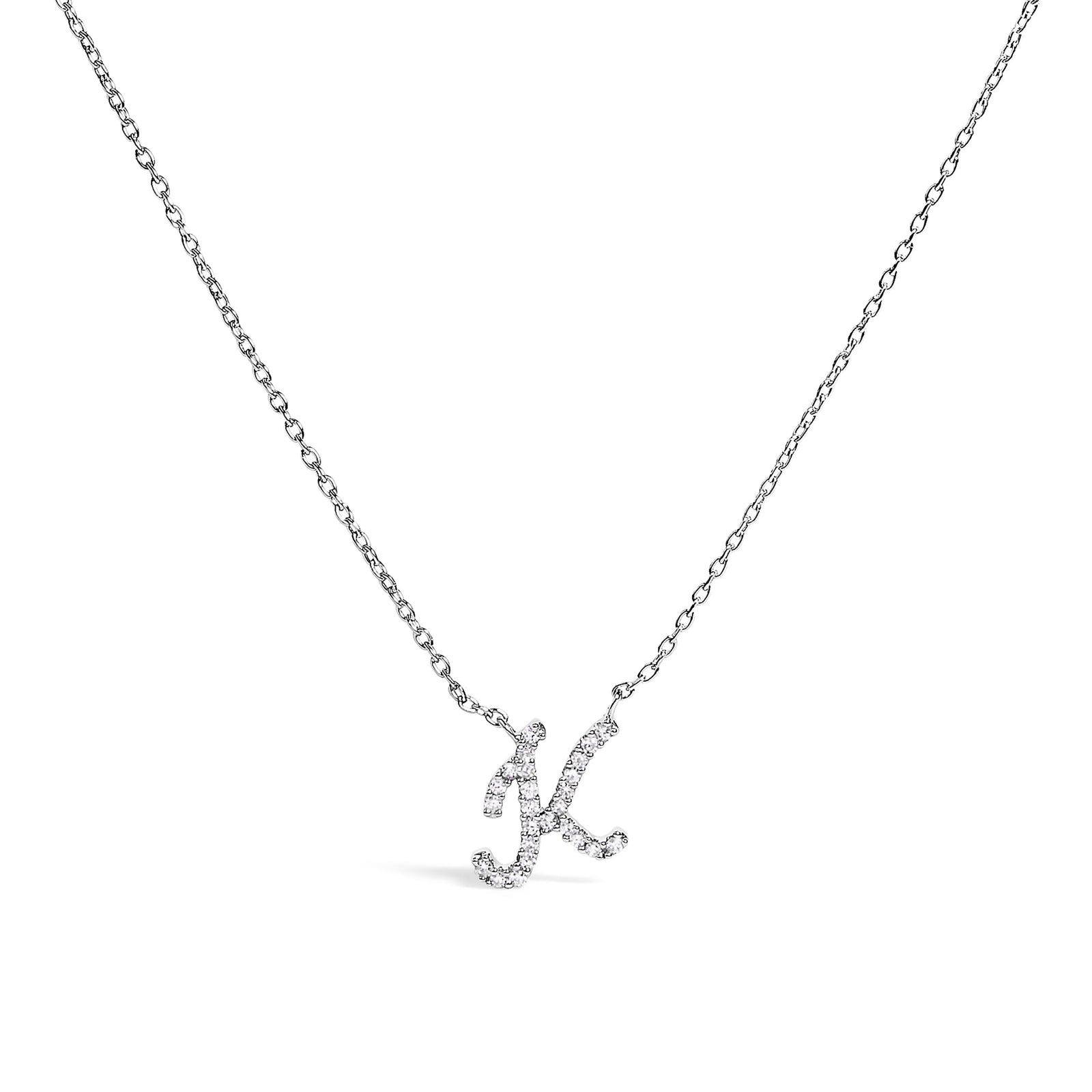 Подвеска из белого золота 10 карат с буквой "А", украшенной бриллиантами, в стиле "скрипт"