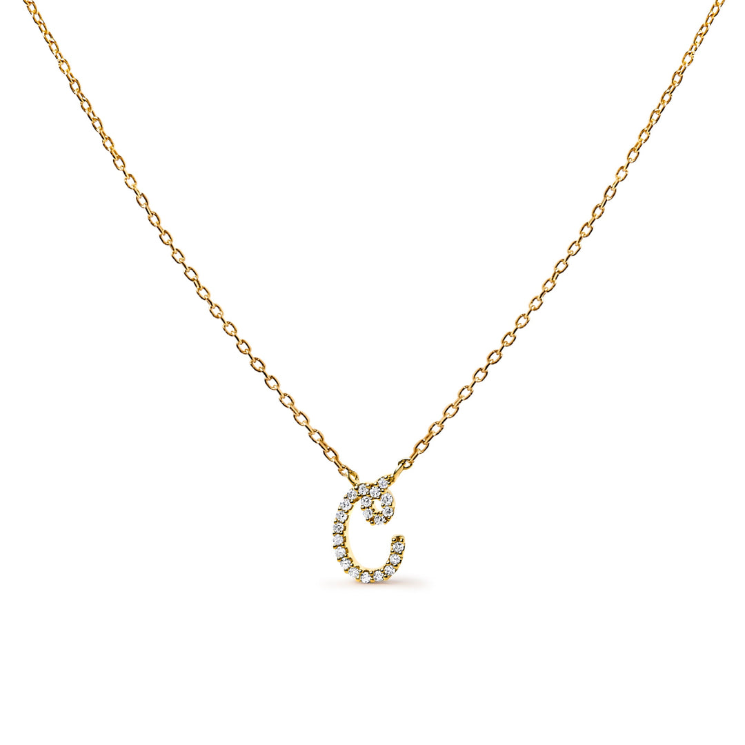 10K White Gold Diamond Accent "A" Initial Script Style Pendant Necklace