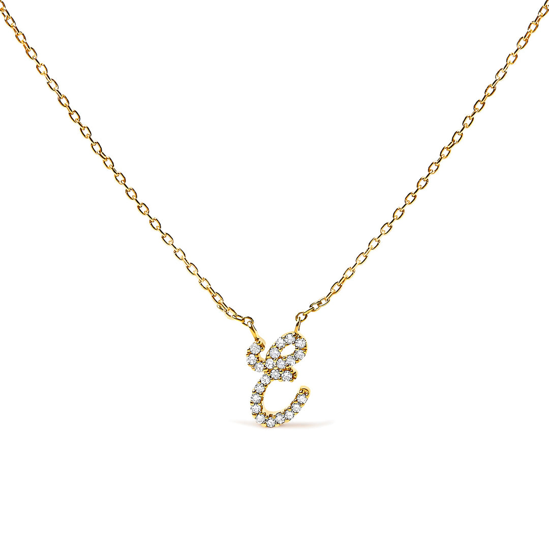 10K White Gold Diamond Accent "A" Initial Script Style Pendant Necklace