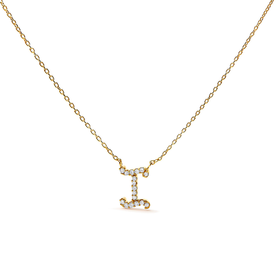 10K White Gold Diamond Accent "A" Initial Script Style Pendant Necklace