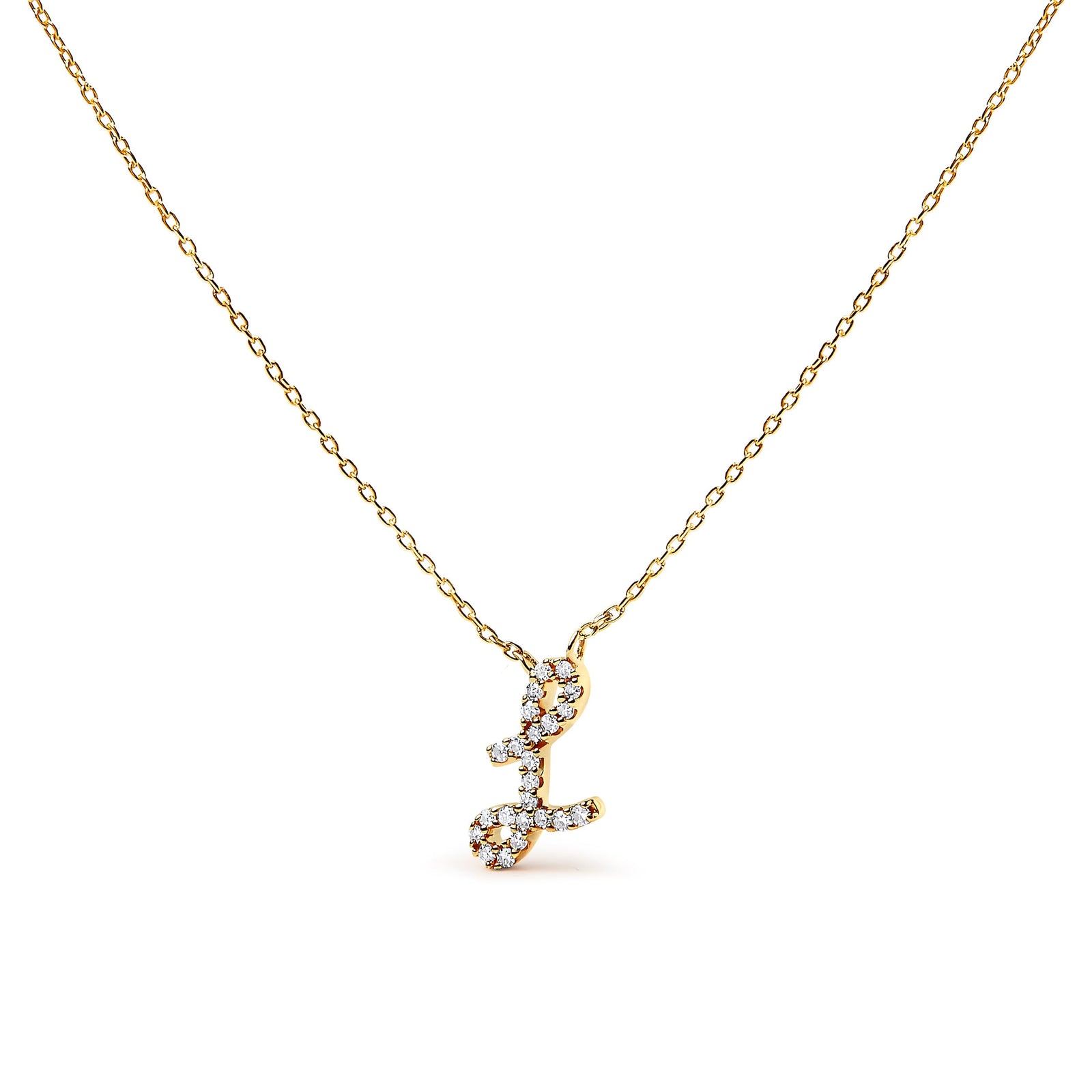 Подвеска из белого золота 10 карат с буквой "А", украшенной бриллиантами, в стиле "скрипт"
