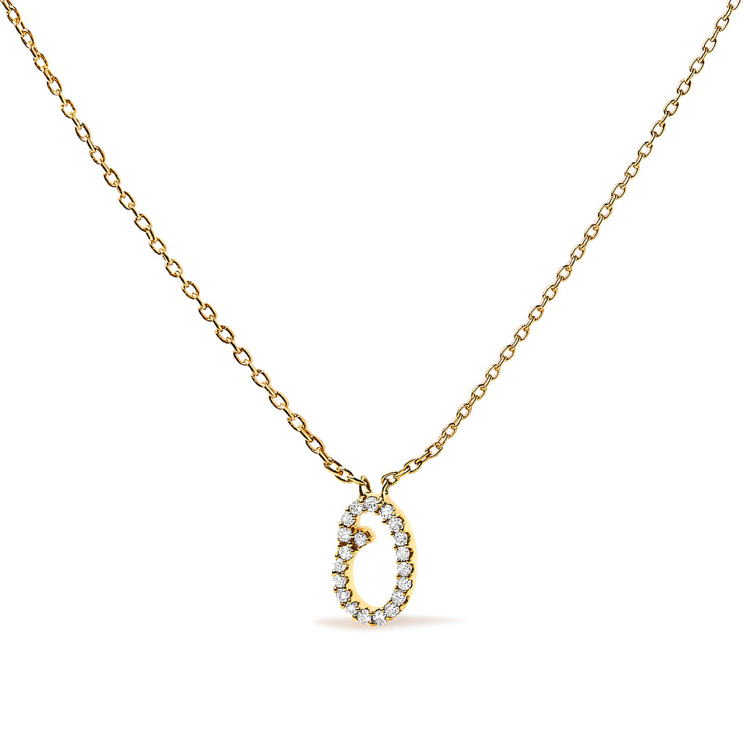 10K White Gold Diamond Accent "A" Initial Script Style Pendant Necklace