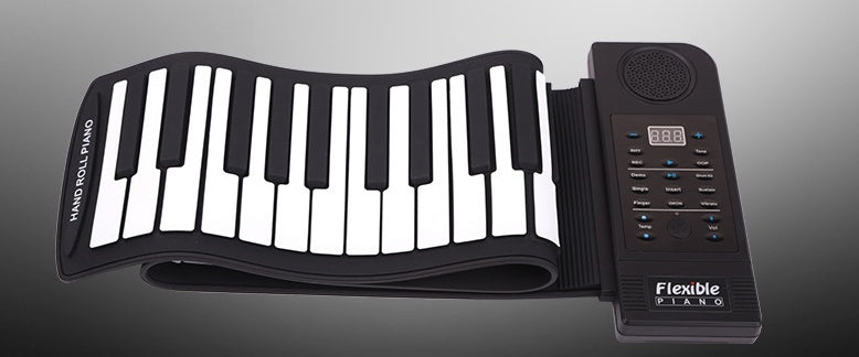 Portable 88 Keys Roll-up Flexible MIDI Keyboard - Folding Electric Piano with LCD Screen