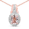 14K Rose Gold Plated 0.73 Carat Genuine Morganite & White Topaz .925 Sterling Silver Pendant