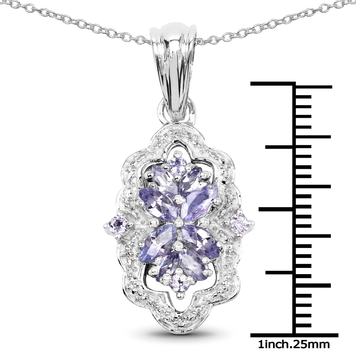 1.03 Carat Genuine Tanzanite & White Topaz .925 Sterling Silver Pendant - imagen 3 de 6