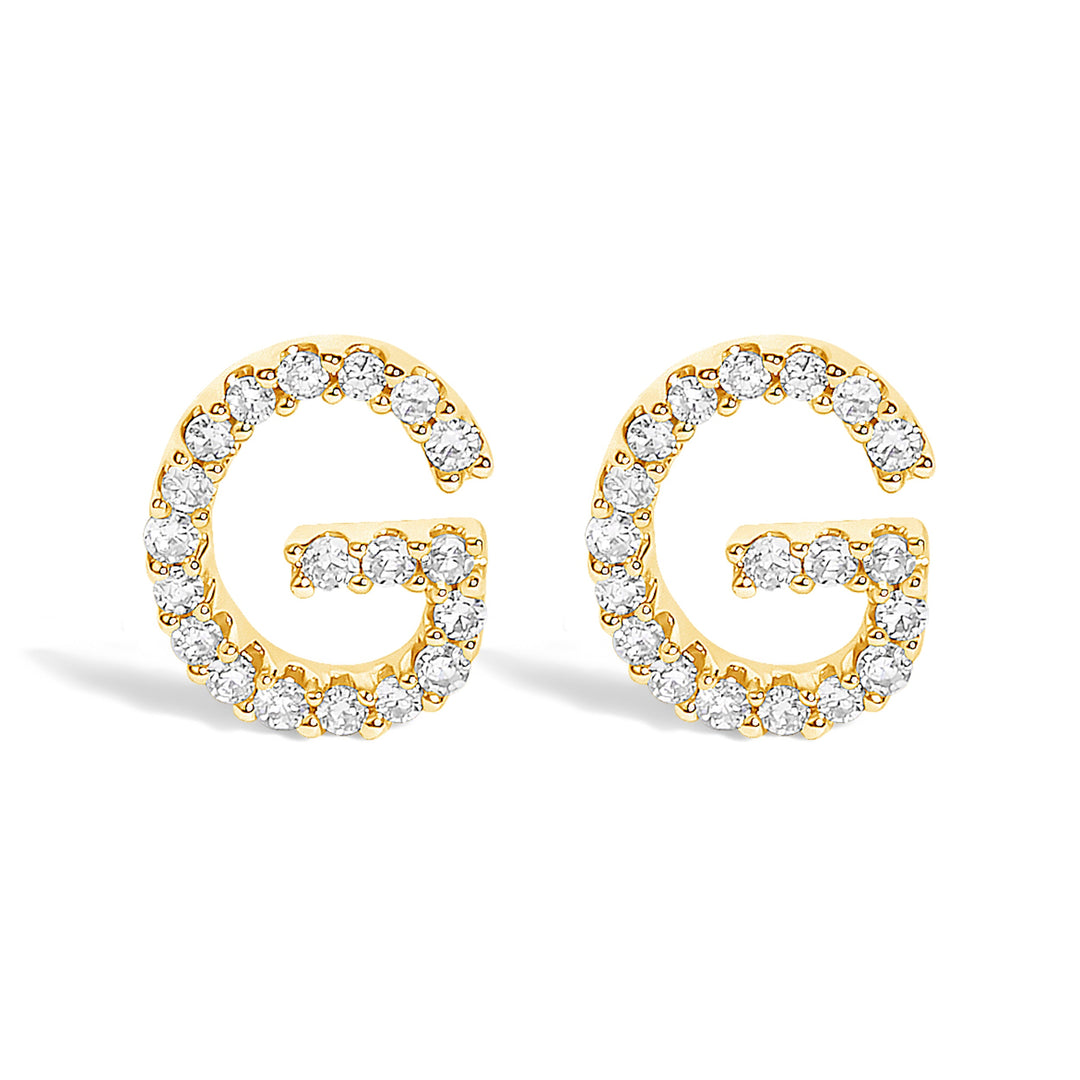 10K White Gold 1/10 Cttw Diamond Initial â€œAâ€ Stud Earring