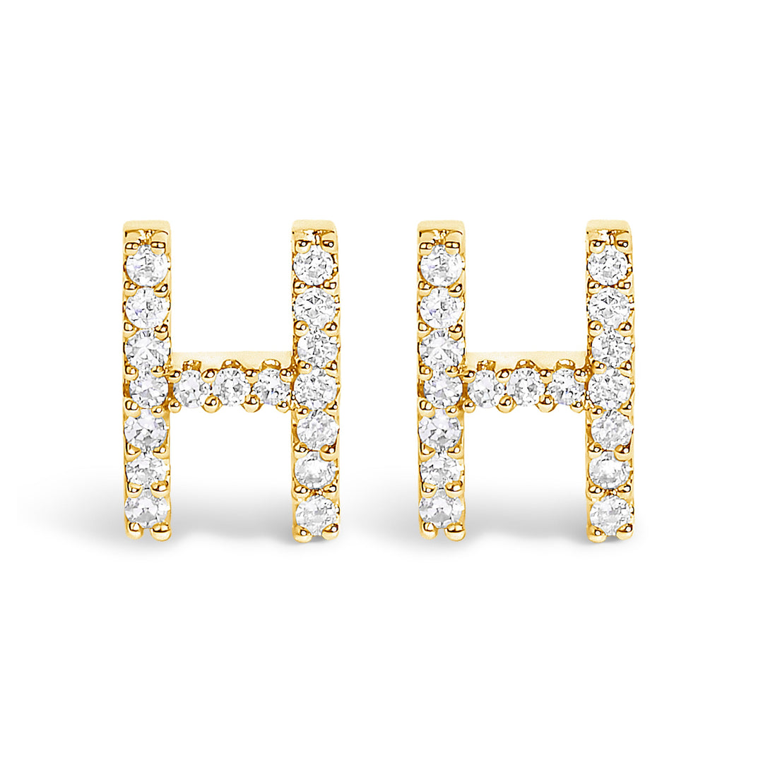 10K White Gold 1/10 Cttw Diamond Initial â€œAâ€ Stud Earring