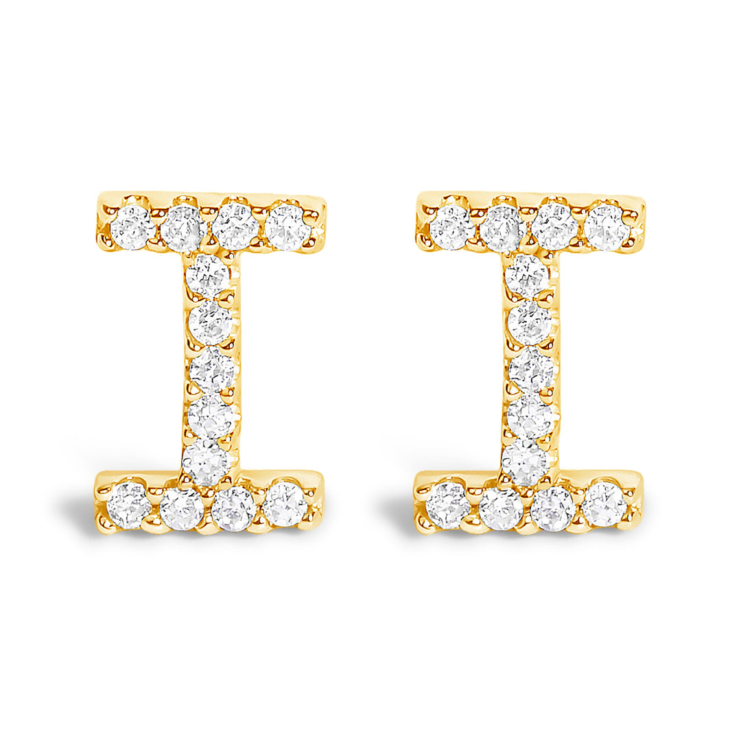 10K White Gold 1/10 Cttw Diamond Initial â€œAâ€ Stud Earring