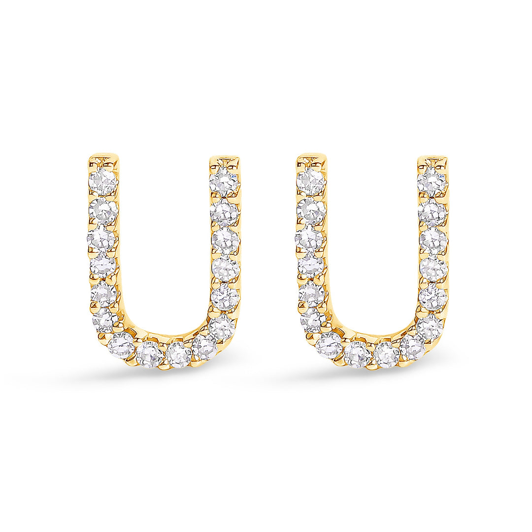 10K White Gold 1/10 Cttw Diamond Initial â€œAâ€ Stud Earring