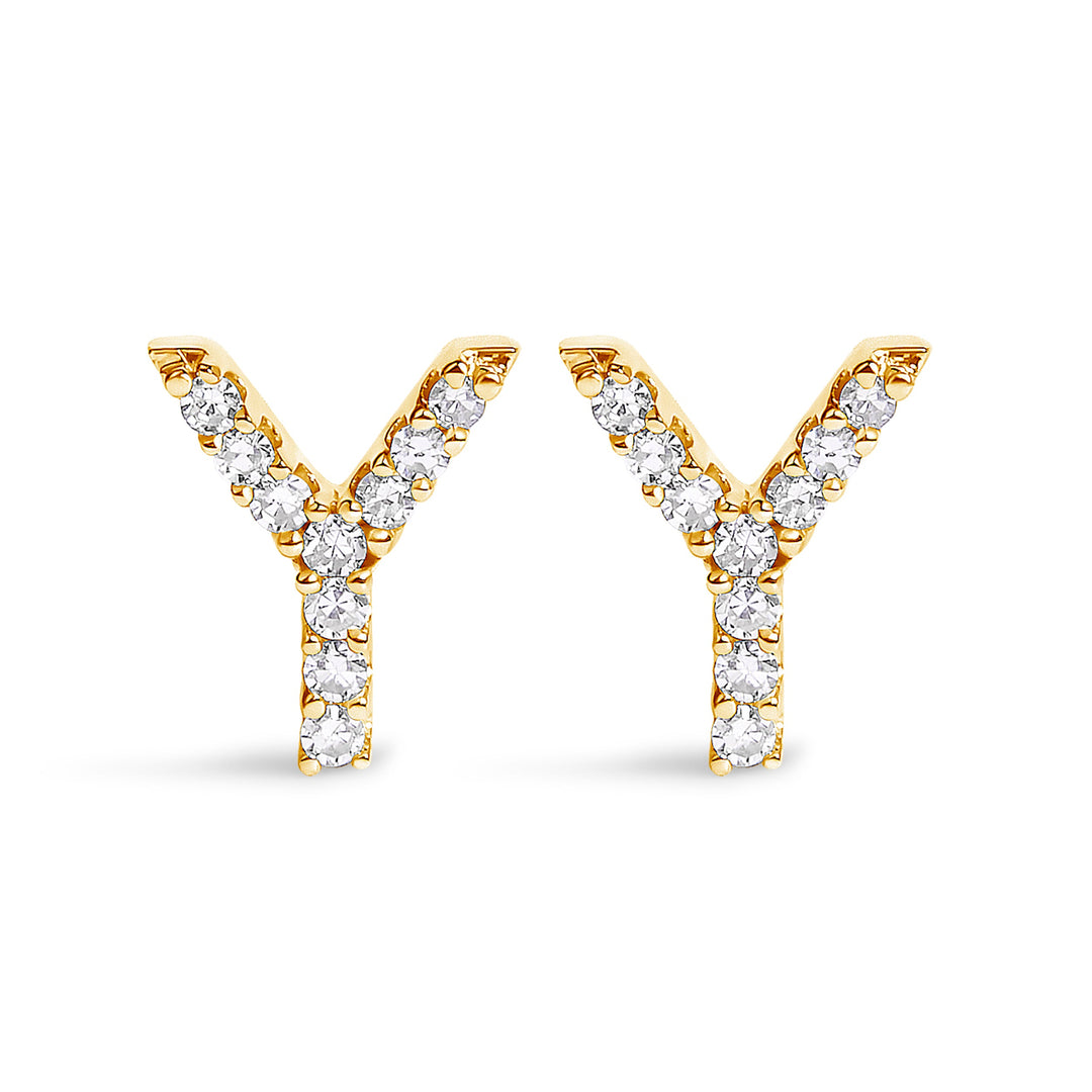 10K White Gold 1/10 Cttw Diamond Initial â€œAâ€ Stud Earring